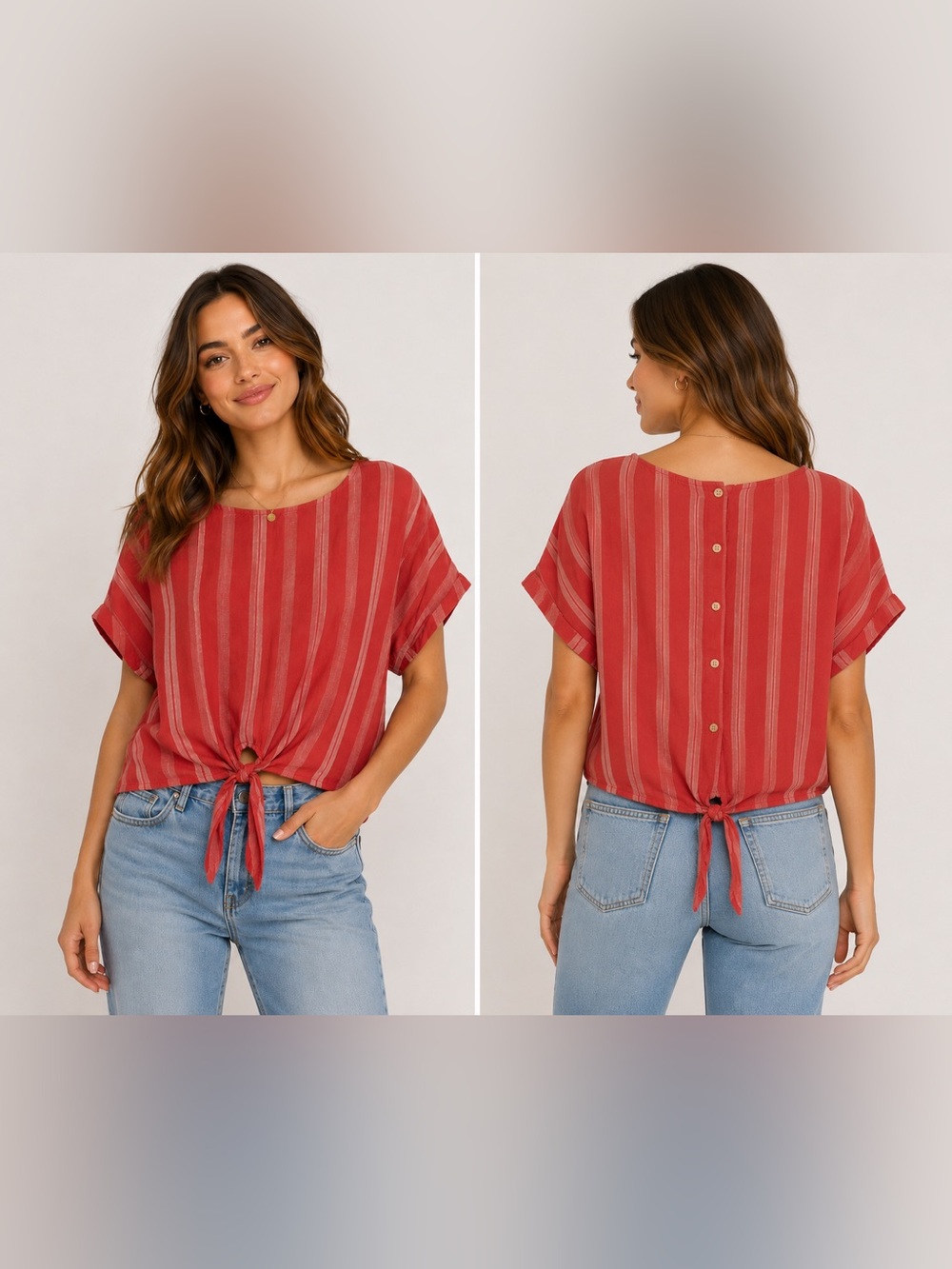 GAP Striped Tie-Front Top